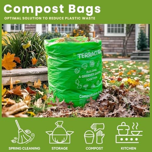 13 Gallon Compostable Trash Bags, 40 Bags Compost Bags Flat Top-13Gal-40 Bags