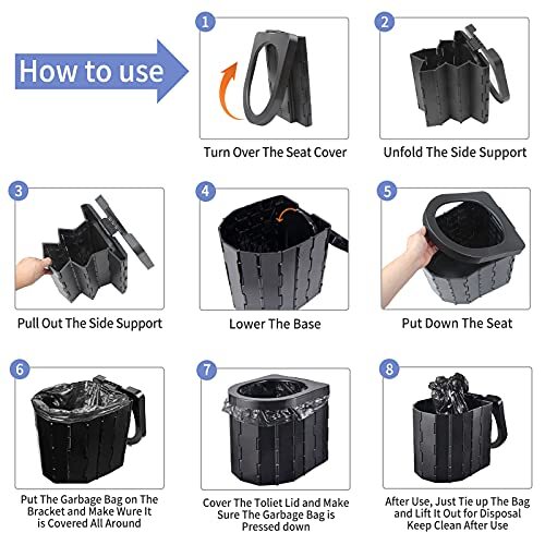 Portable Toilet for Camping, Portable Porta Potty Travel Toilet Bucket 13″x11.8″