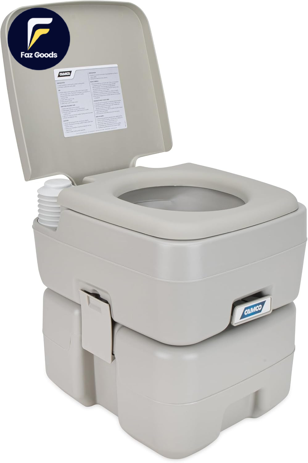 5.3-Gallon Portable Toilet – Features Detachable Holding Tank W/Sealing Slide Va
