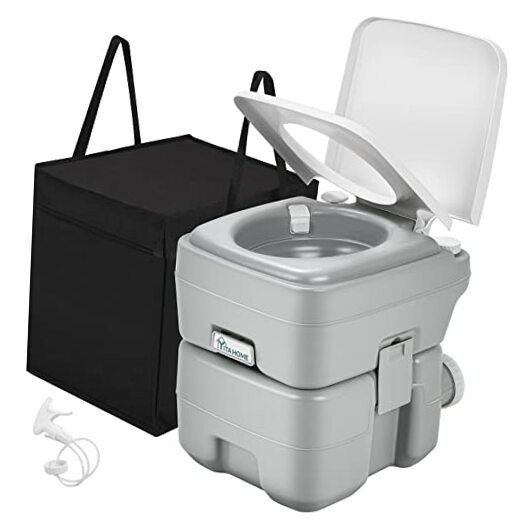 Portable Toilet Camping Porta Potty with 5.28 Gal Standard Seat+Bag+Sprayer