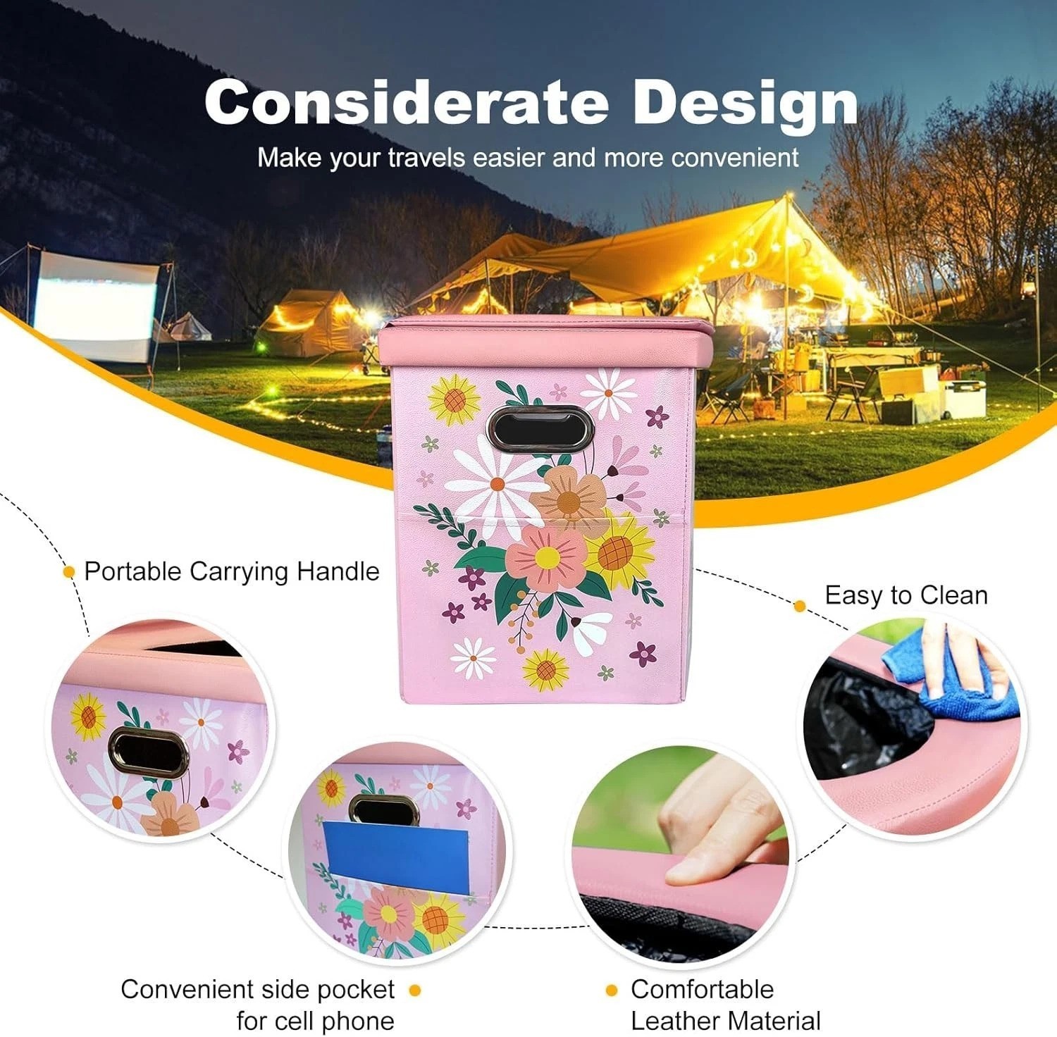 Upgrade XL Portable Toilet: Luxury Leather Folding Toilet for Camping & Travel