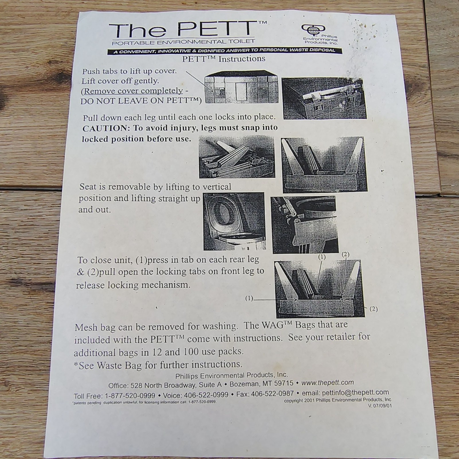 PETT Portable Dry Toilet Complete System Plus New Box Double Doodie Bags