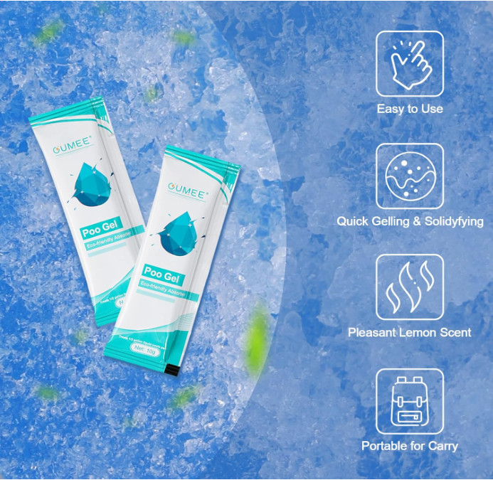 30 PACK Poo Gel for Portable Toilet, Camping Toilet Powder for Potty Bags, Eco