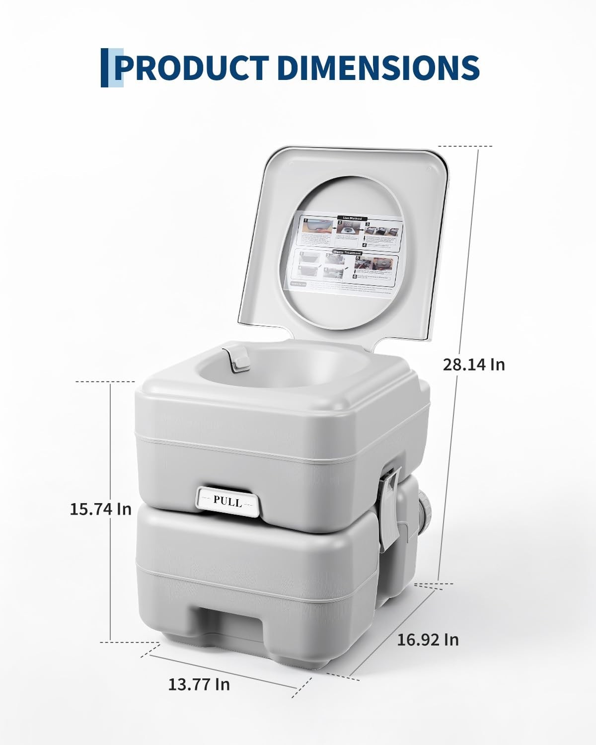 Portable Travel Toilet with 5.3 Gal Waste Tank & 3.2 Gal Flush – RV, Camping, Hi