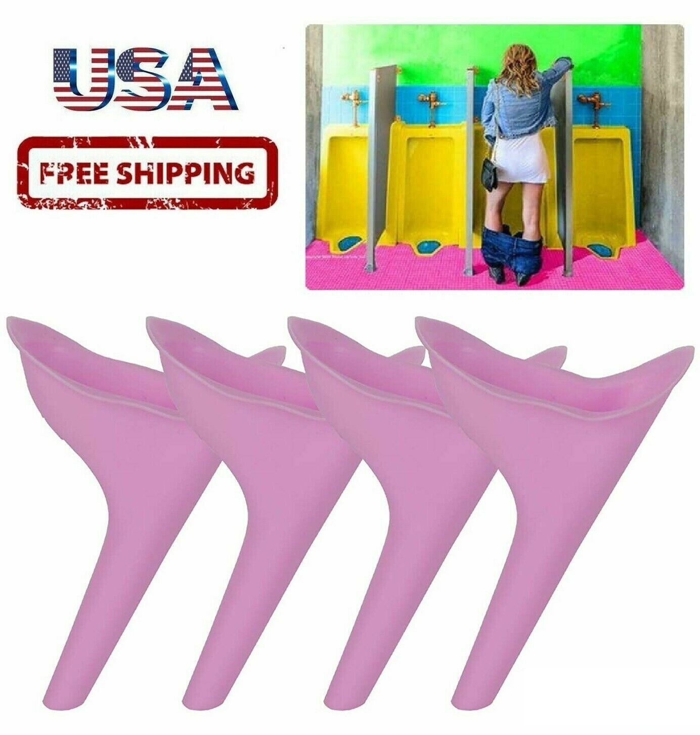 6PCS Portable Female Woman Ladies She Urinal Urine Wee Funnel Camping Travel Loo