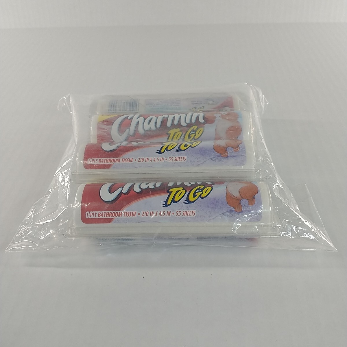 Lot 4 Charmin To Go Toilet Paper 1-Ply Bath Tissue 55 Sheets Pull out Dispenser