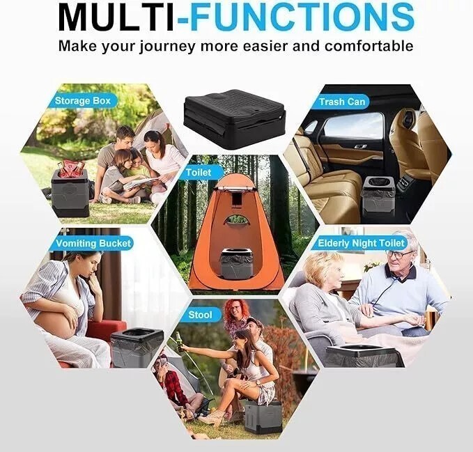 20L Portable Folding Toilet Seat Fr Camping Toilet Travel Hiking Outdoor Potty