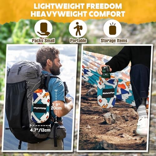 NATUREFUN Ultra-Light Travel Camping Hammock | 275x140cm Colorful Geometry