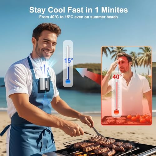 Portable Waist Fan 10000mAh, Up to 45H Runtime,18000RPM Strong Air, Black