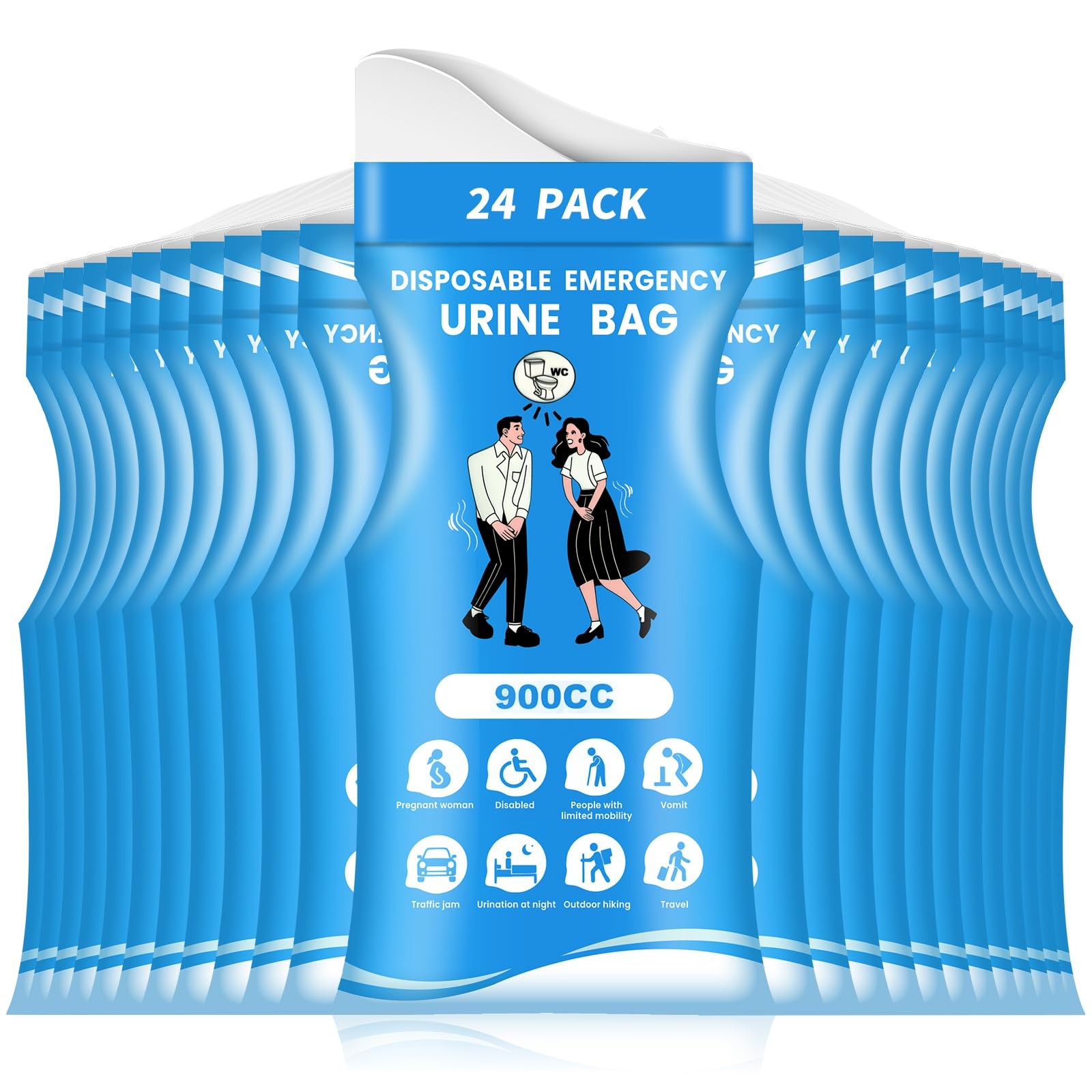 Karuzka 12/24 Pcs Disposable Urine Bags, 3rd Generation Large, Blue-24Pcs