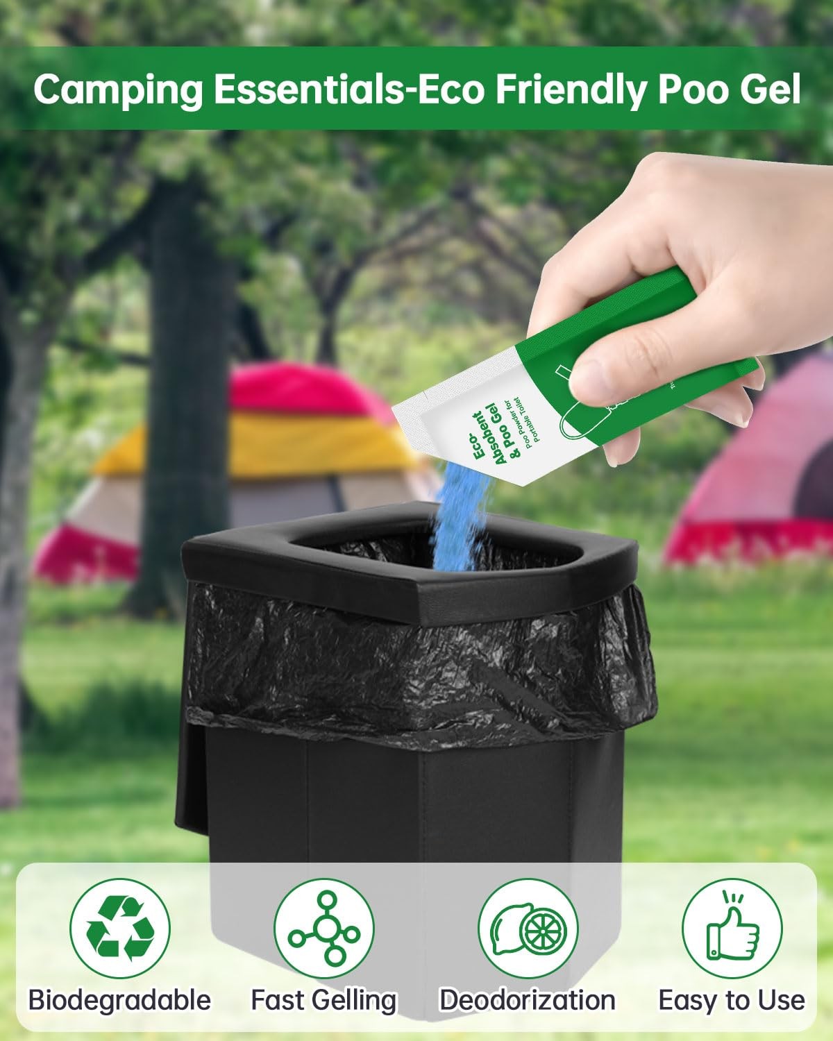 Portable Toilet Gel 20 Packs Camp Toilet Gel Portable Poo Gel for Powder Abso…