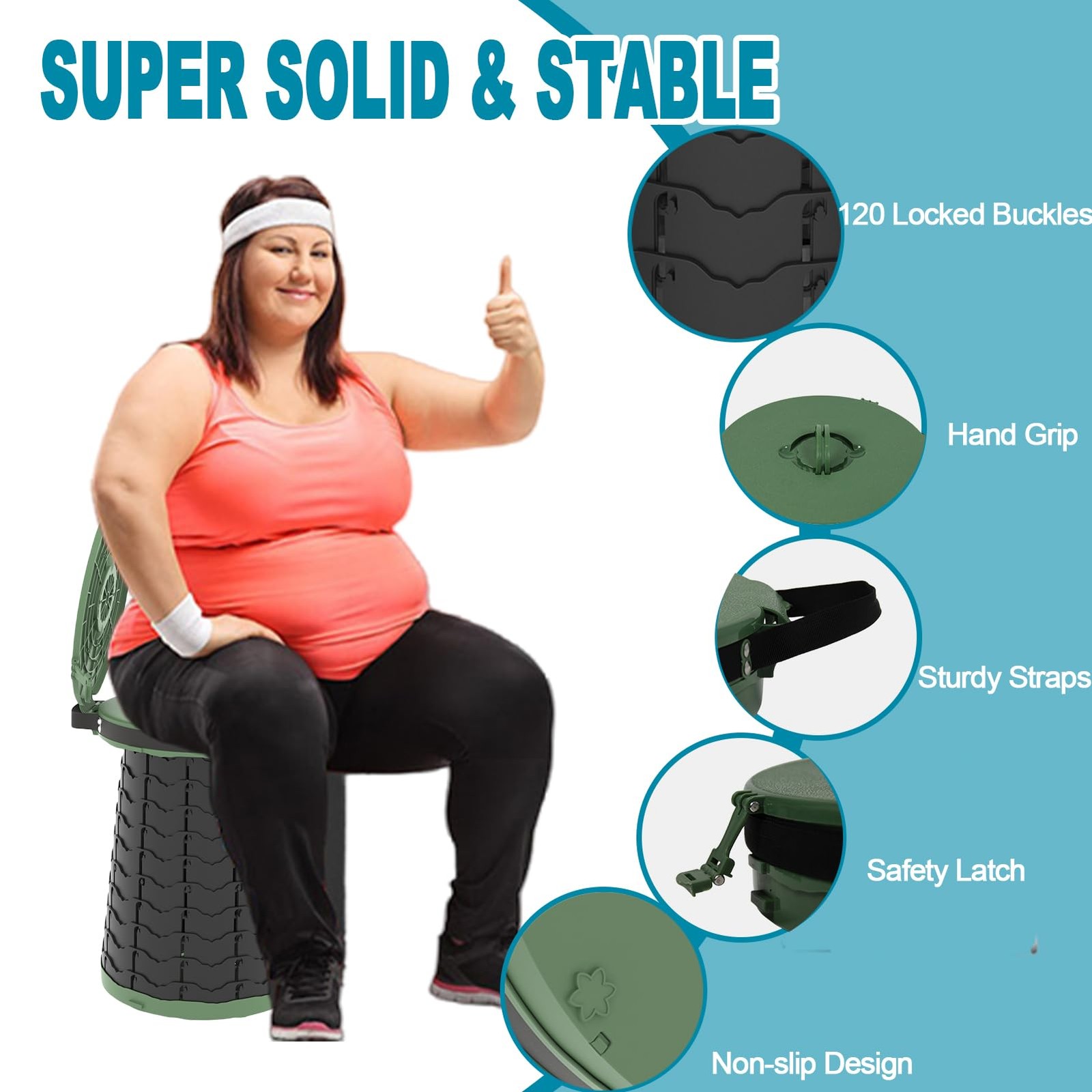 XXL Portable Toilet – 19.7″H Taller Wider Collapsible Adjustable Foldable Cam…
