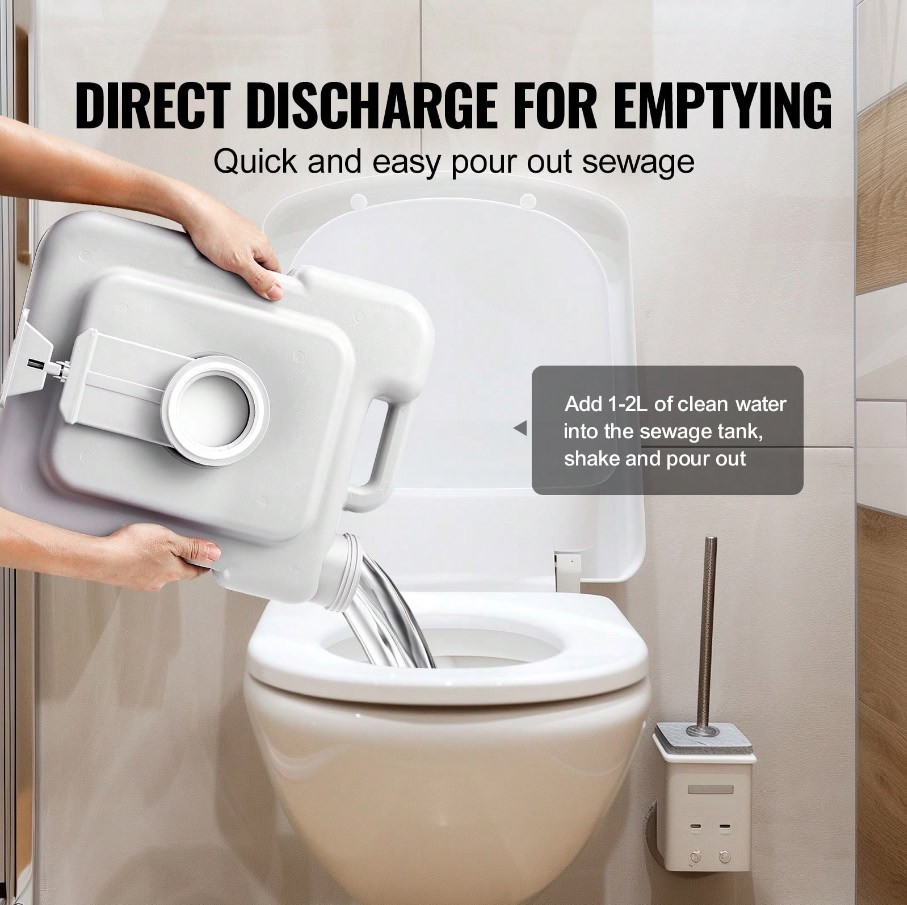 Portable Flush Camping Toilet 5.3 Gal Waste Tank 3.2 Gal Water Tank Carry Bag