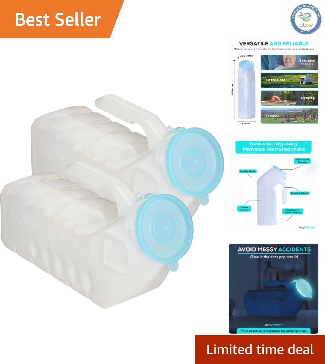 Travel-Ready 1000ml Urinal Bottles for Men – Compact & Versatile 2-Pack