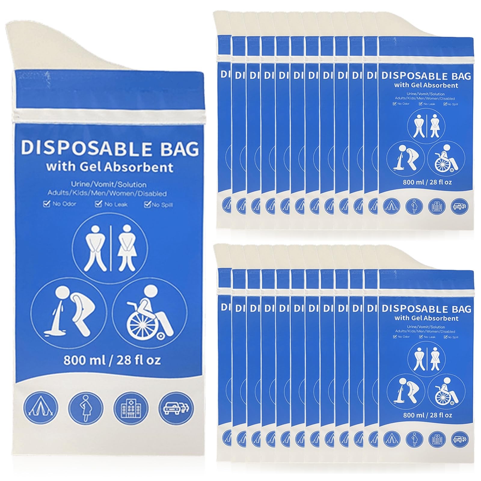 Disposable Urine Bags, 24 Pack Portable Urine Bags for Travel 800ml, Pee Be…