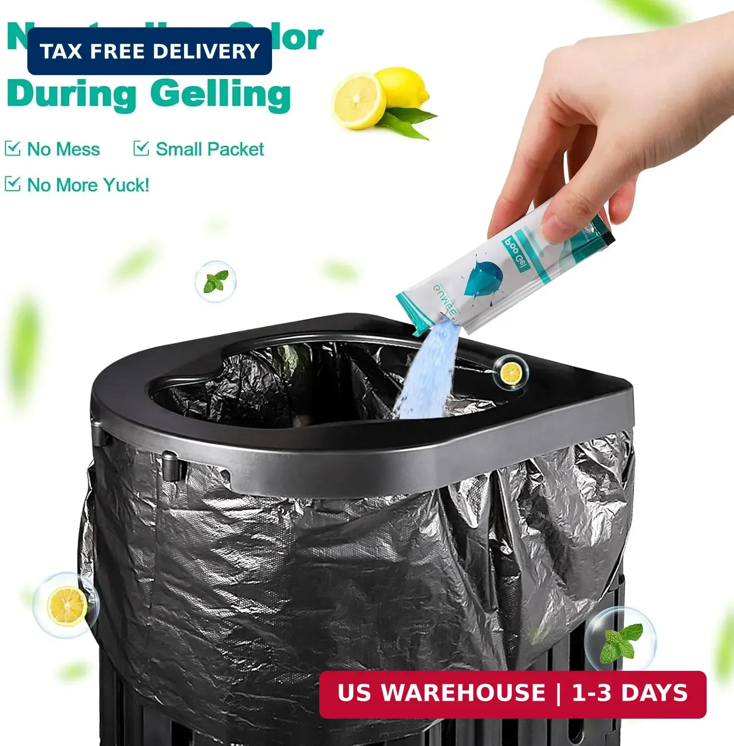 OUMEE Portable Toilet Gel, Poo Gel for Potty, Lemon, 30 Pack | Camping Toilet Po