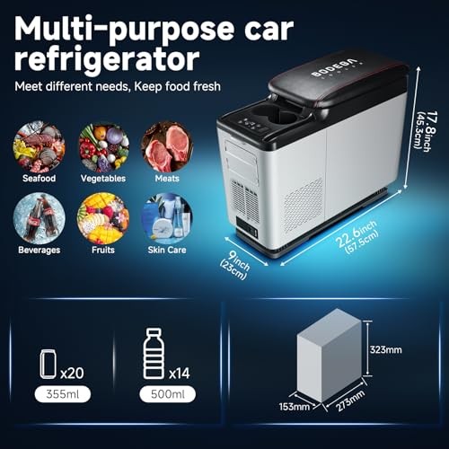 COOLER 12-Volt Refrigerator, 16-Quart(15L) Car Fridge, Portable 16 Quart