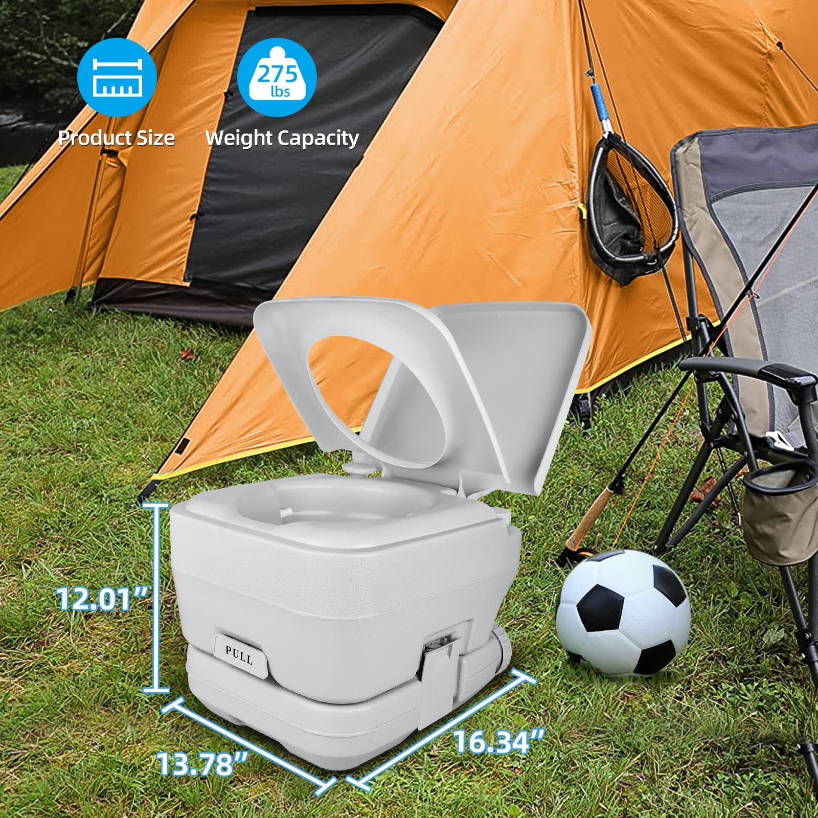 Yitahome Portable Travel Toilet Rv Potty 2.6 Gallon Detachable Tank Double
