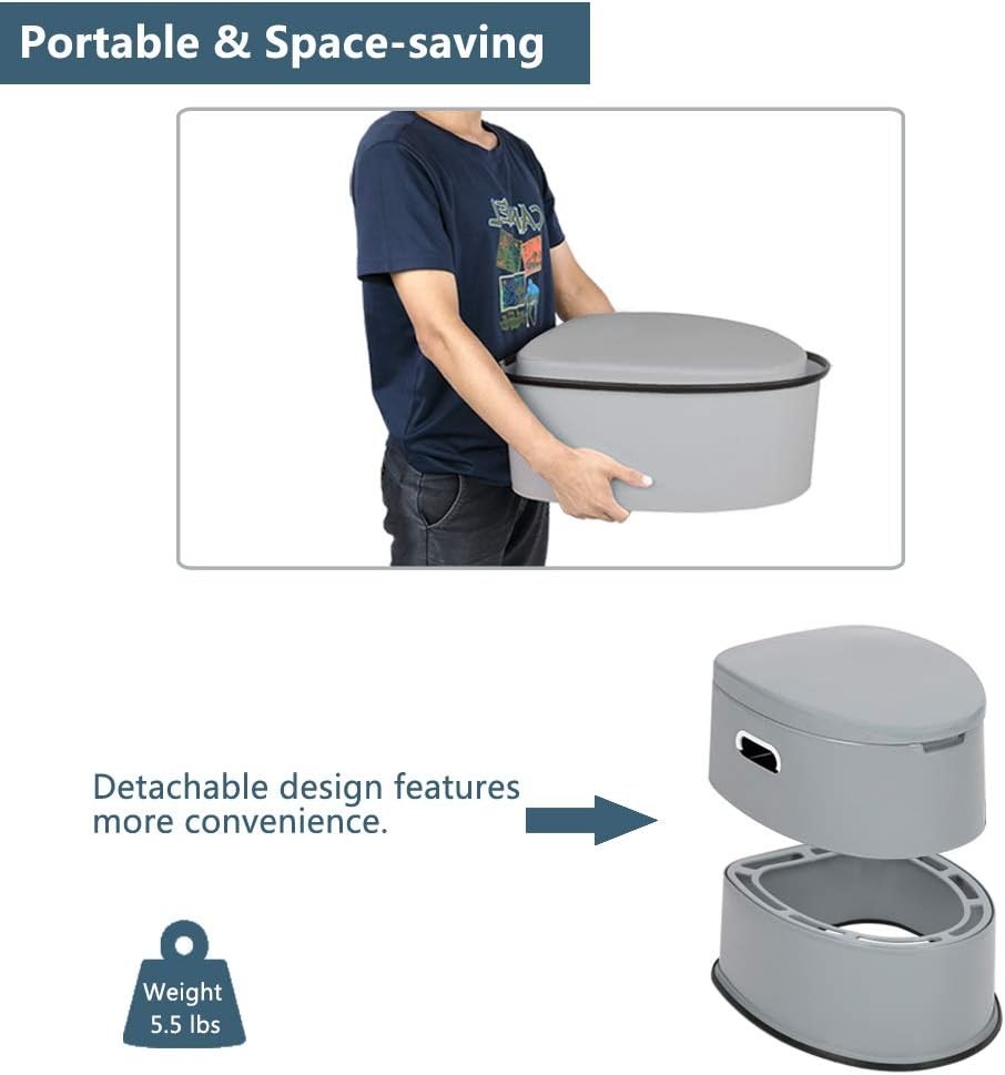 Portable Toilet with Detachable Bucket & Paper Holder for Camping and Emergencie
