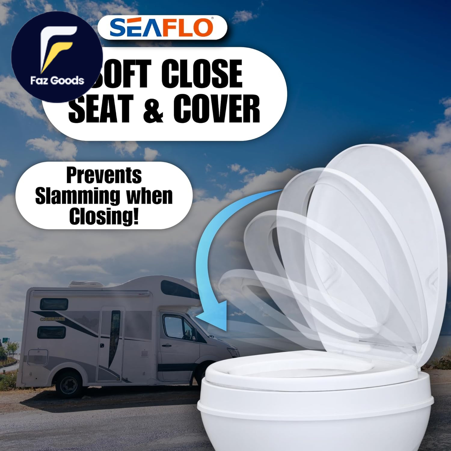 RV Toilet with Sprayer Attachment White 18.4” Residential Height, Gravity Flush