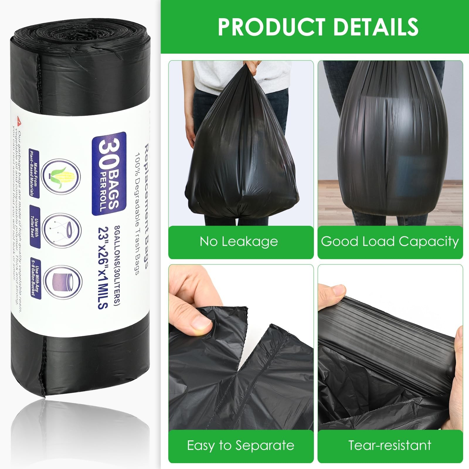120 Pack Toiletry Bags Black, 30L Biodegradable Toilet Bags, …