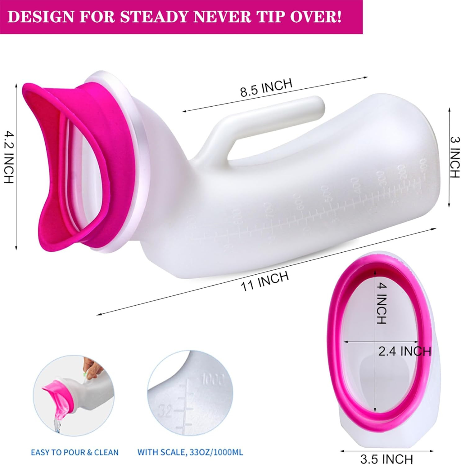 Urinals for Women and Men Portable Unisex Urinal Bottle 1000Ml Female Urination
