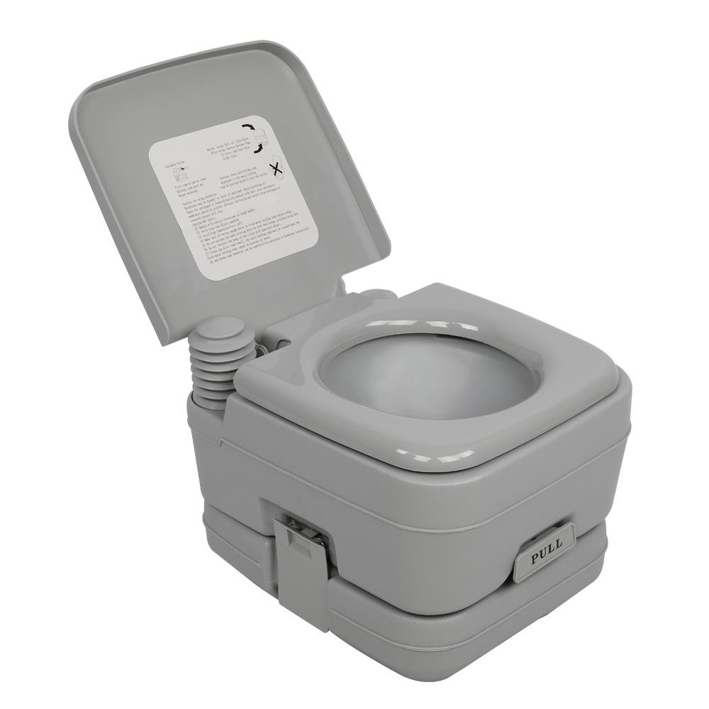 10L Portable Camping Toilet Flush Porta Travel Vehicle Boat Toilet Potty Gray