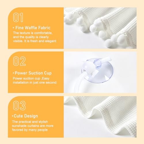White #B Car Side Window Shades – Cute Sunflowers Pattern – 1 PC – White #B