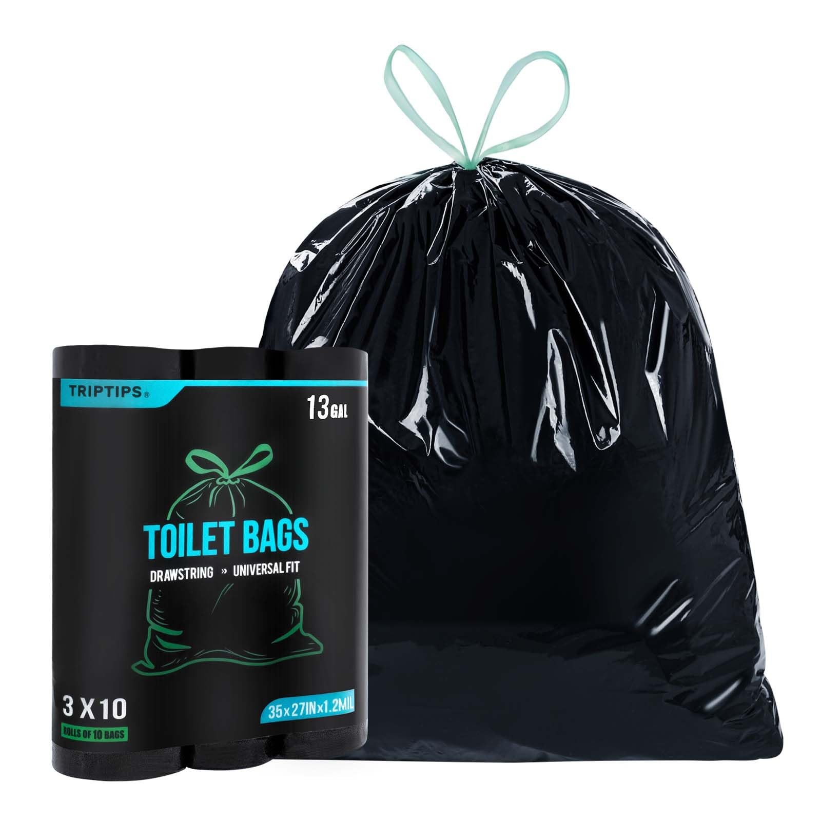 Portable Toilet Bags Drawstring 13 Gallon Leak-Proof Camping Waste Liners