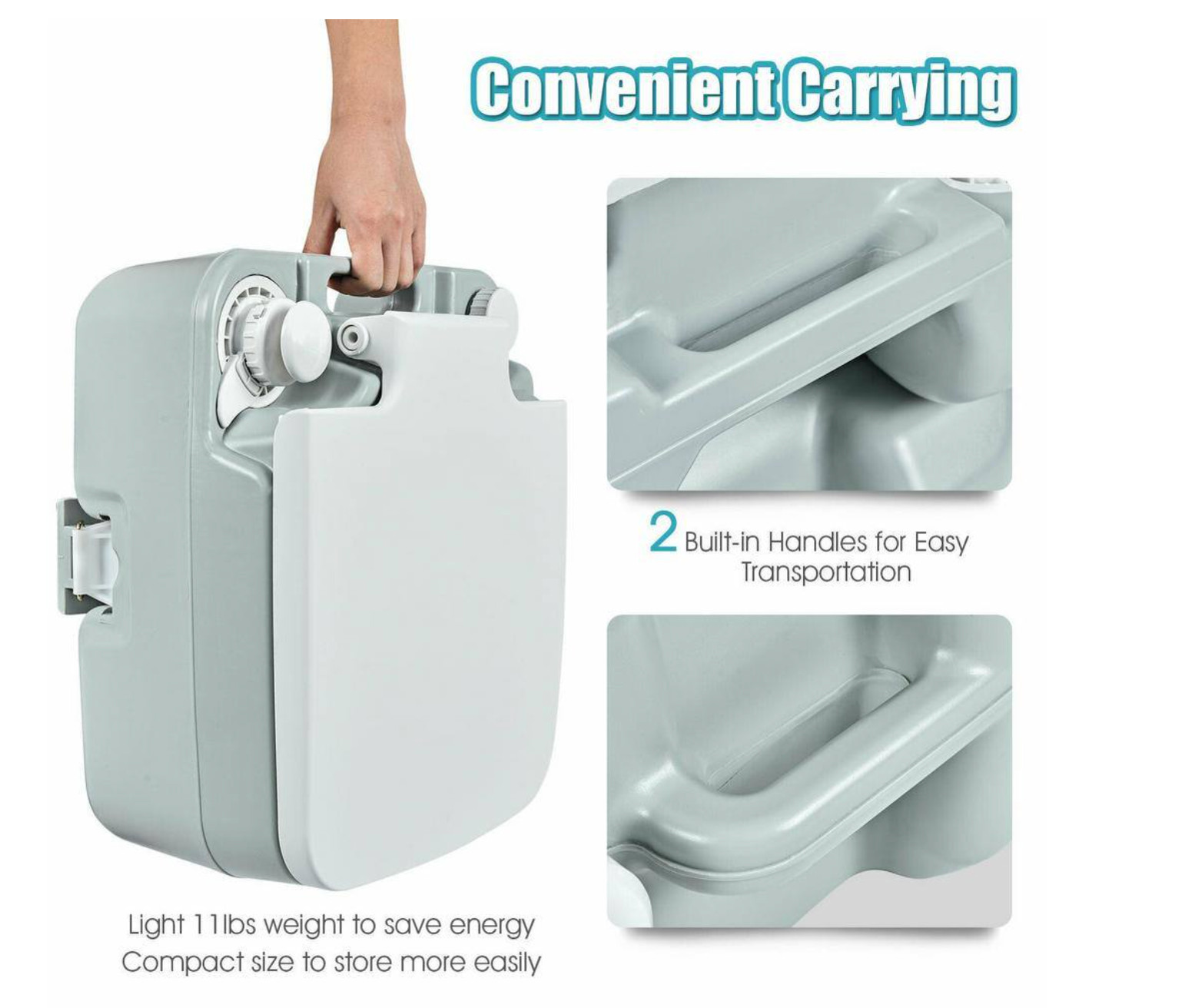 5.3 Gallon 20L Portable Travel Toilet RV Camping Indoor Outdoor Potty Commode