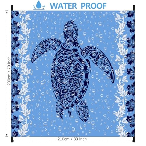 Beach Blanket 79″ X 83″ Oversized Lightweight, BeachMat Waterproof Turtles