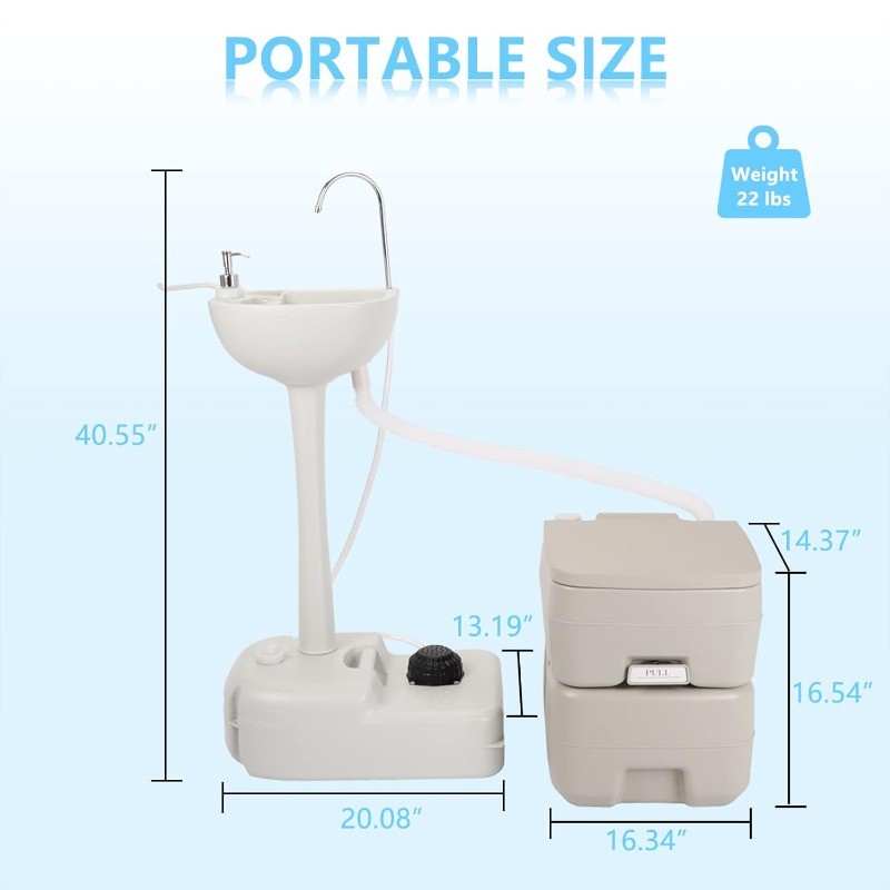 Sink and Toilet Combo 5 Gallon Hand Washing Station & 5.3 Gallon Flushing Toilet