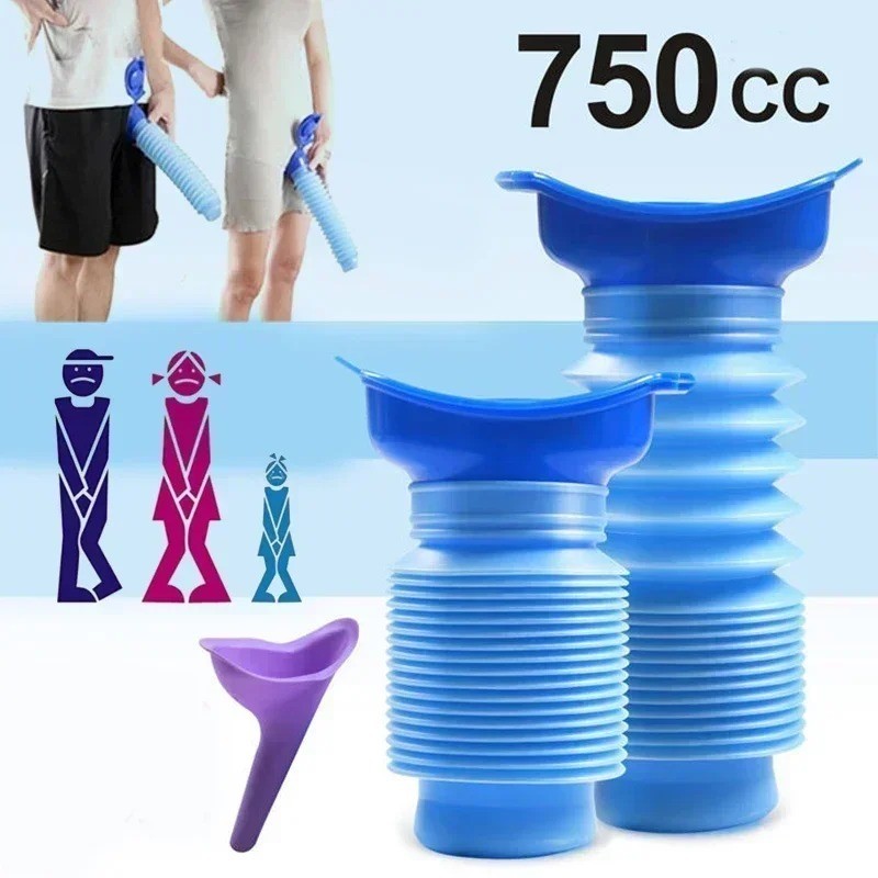 2 Pcs Portable Urinal Male Female Emergency Travel Camping Toilet Pee Bottle Kit