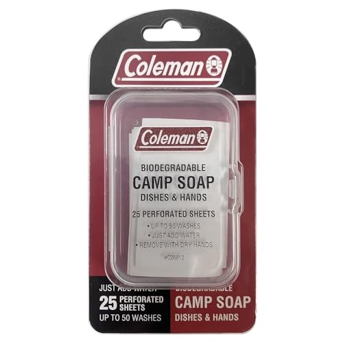 Coleman Camp Soap Sheets – 25 Travel Soap Sheets for Camping, Hiking &