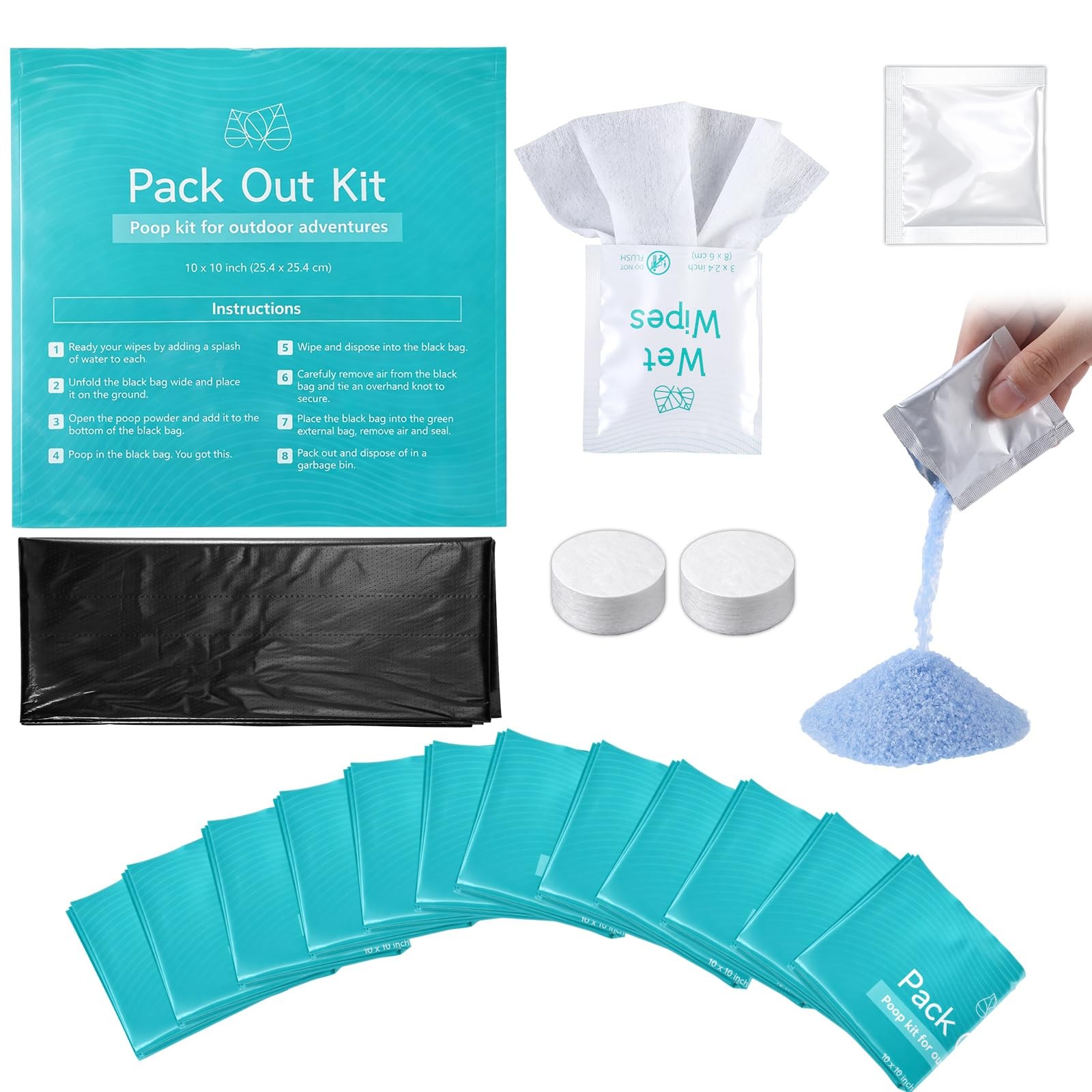 12 Pack Camping Poop Kit Includes Wet , Hand , Smell Disposal Bags, Poop for …