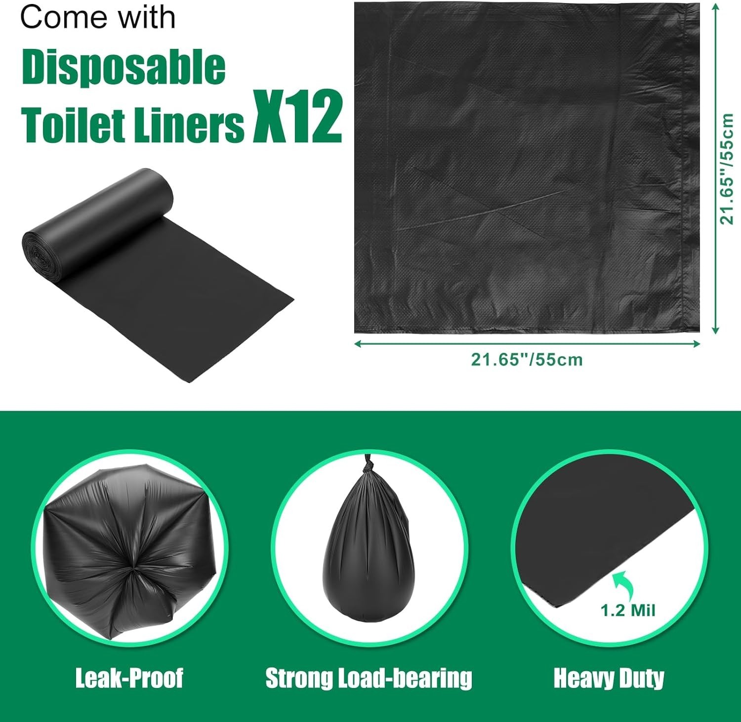 Portable Toilet Seat for 5 Gal Buckets, Camping Toilet Seat with Lid for Adults