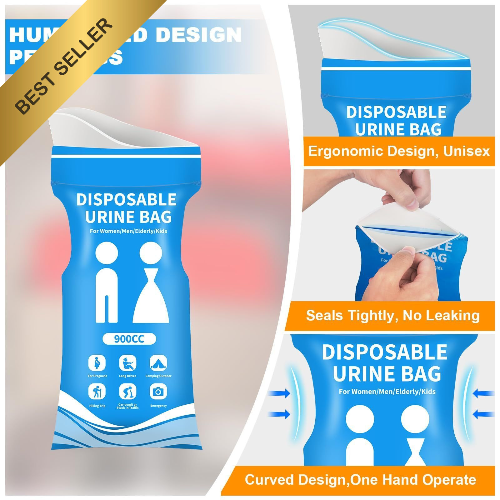 Disposable Urine Bags 900ML Travel Pee Vomit Portable Car Camping Toilet Blue