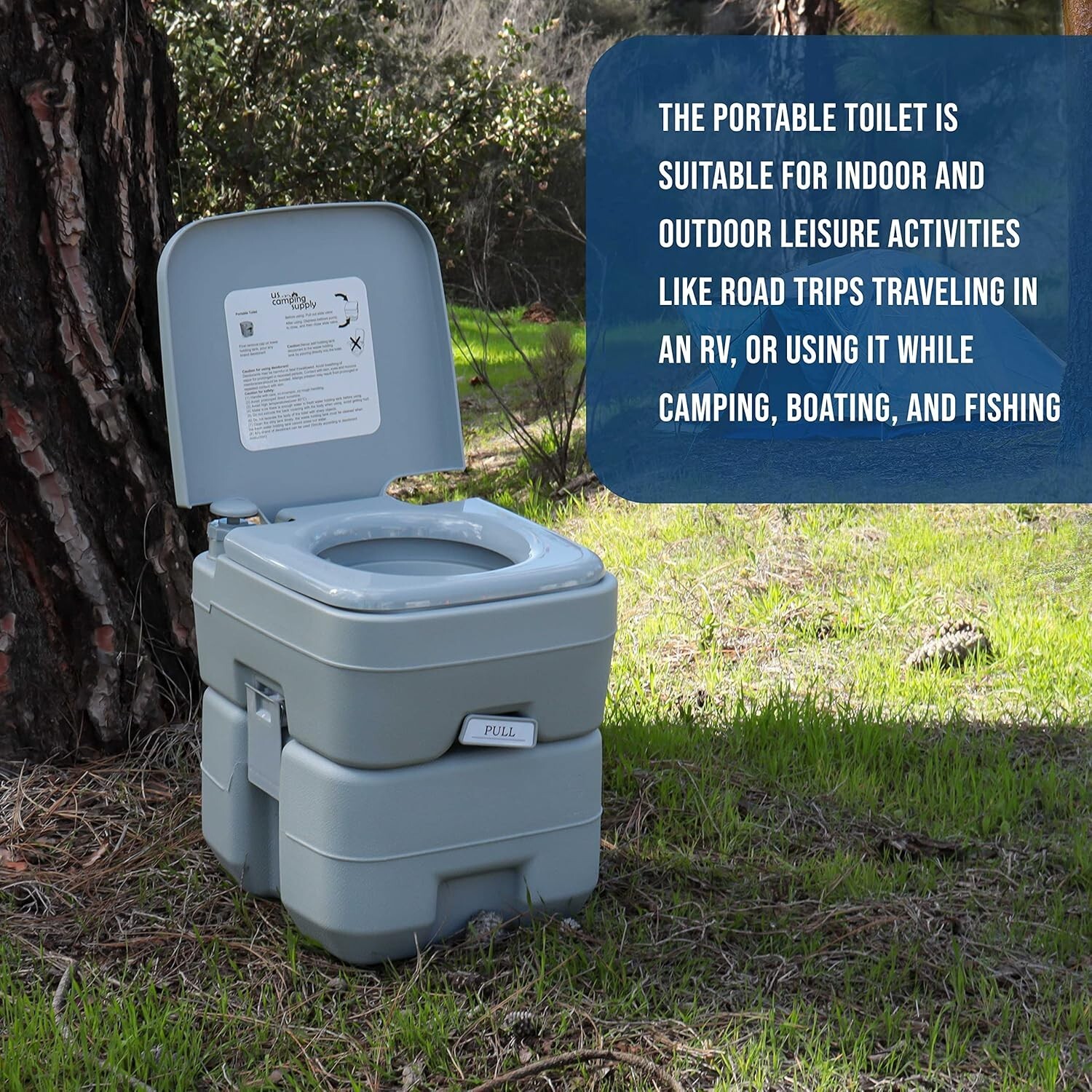 U.S. Camping Supply Portable Toilet with Carry Bag, 5.3 Gallon Waste Tank Camp