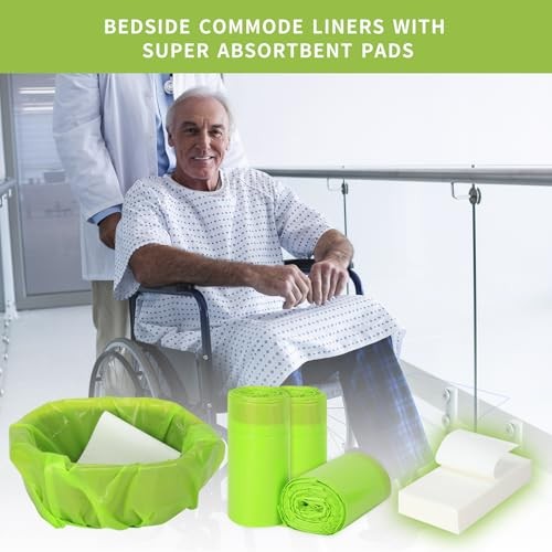 60 Bedside 21″x16″ Commode Liners with Absorbent 1 Count (Pack of 60) 21″ x 16″