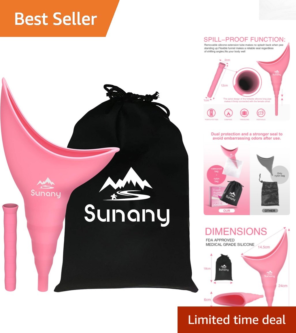 Pink Reusable Female Urinal – Silicone Pee Funnel for Outdoor Convenience