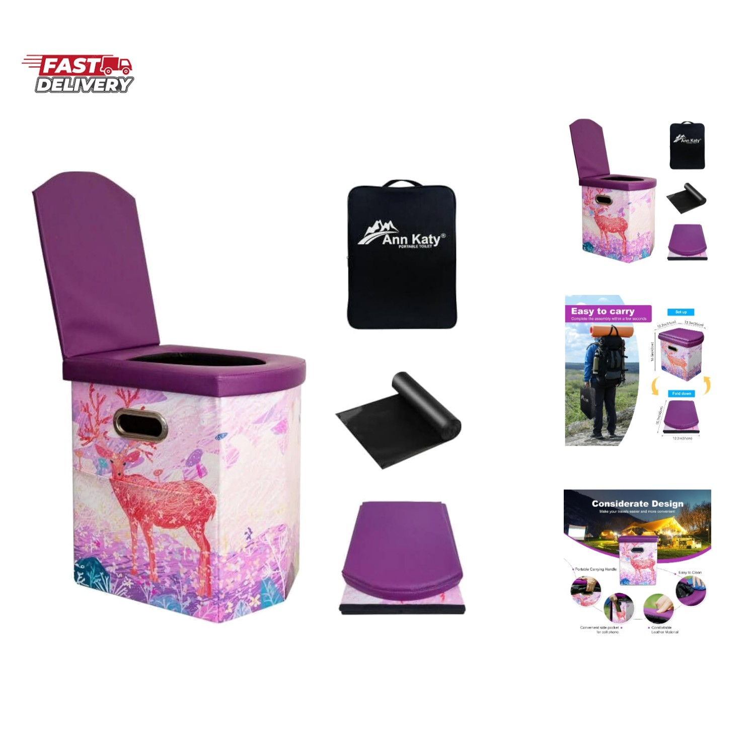 Upgrade XL Portable Toilet for Adults, Extra Large Portable Travel Floding To…
