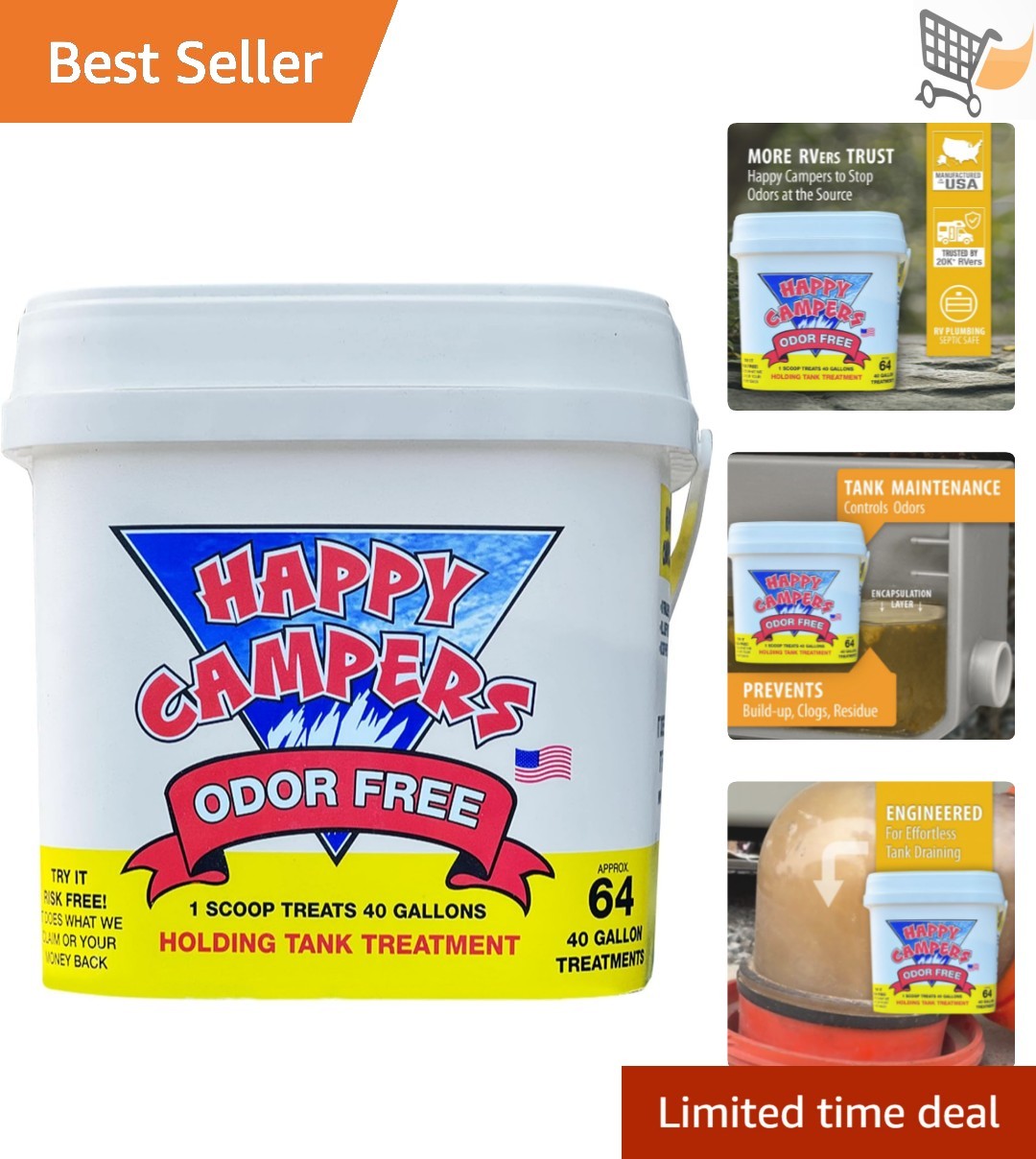 RV Toilet Treatment Long-Lasting Odor Control Prevents Clogs Buildup