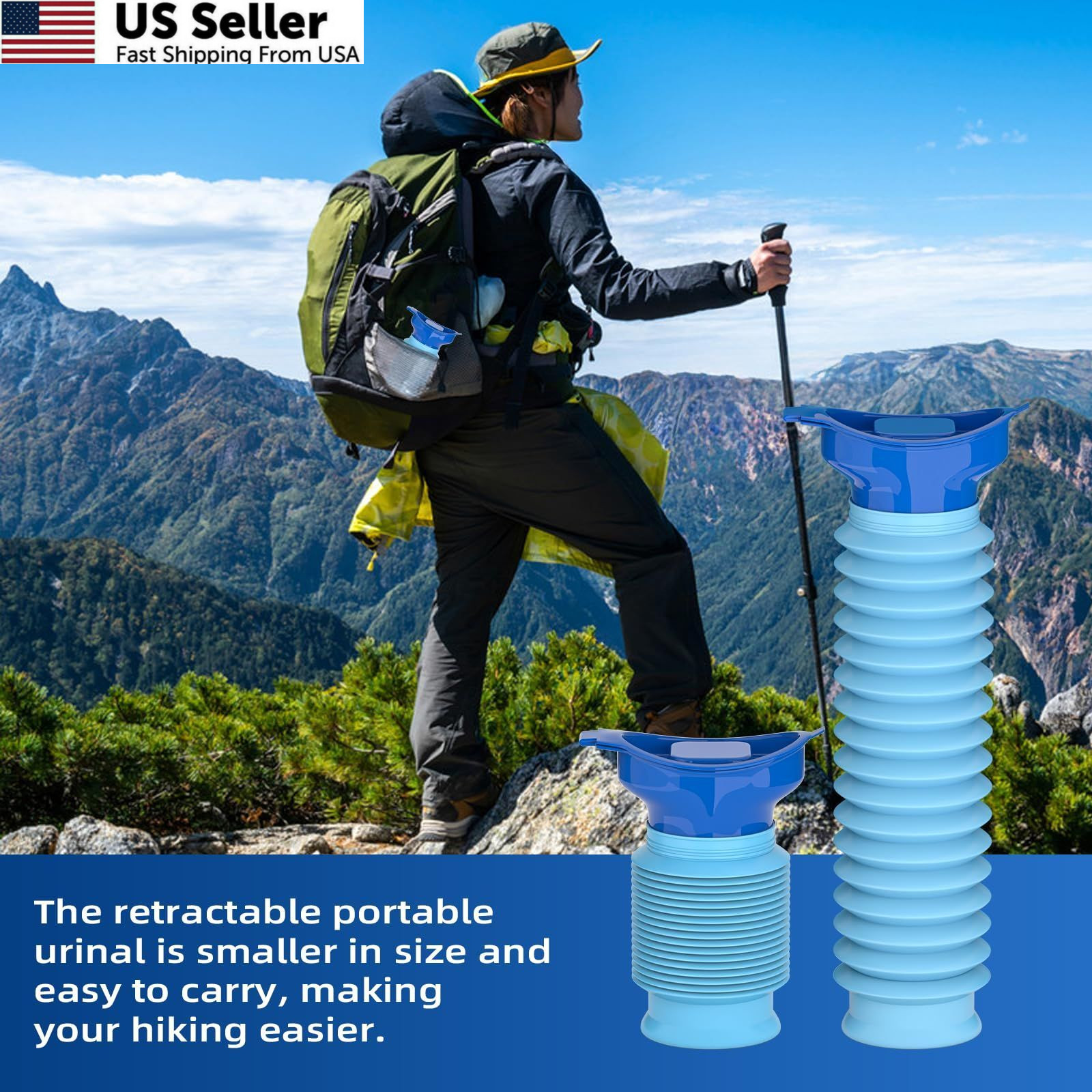 Pee Bottles for Men, Adjustable Emergency Urinal 750ml, Car One Size, Blue