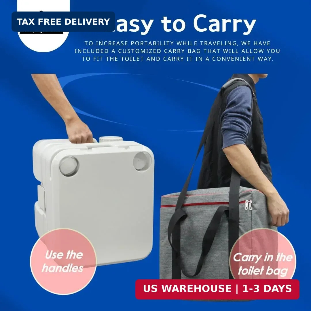 5.3 Gallon Portable Camping Toilet for Adults with Carry Bag – Extra Large Porta
