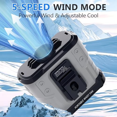 Portable Waist Fan 10000mAh, 5 Speeds 30H Runtime Waist Clip Fan A-Grey