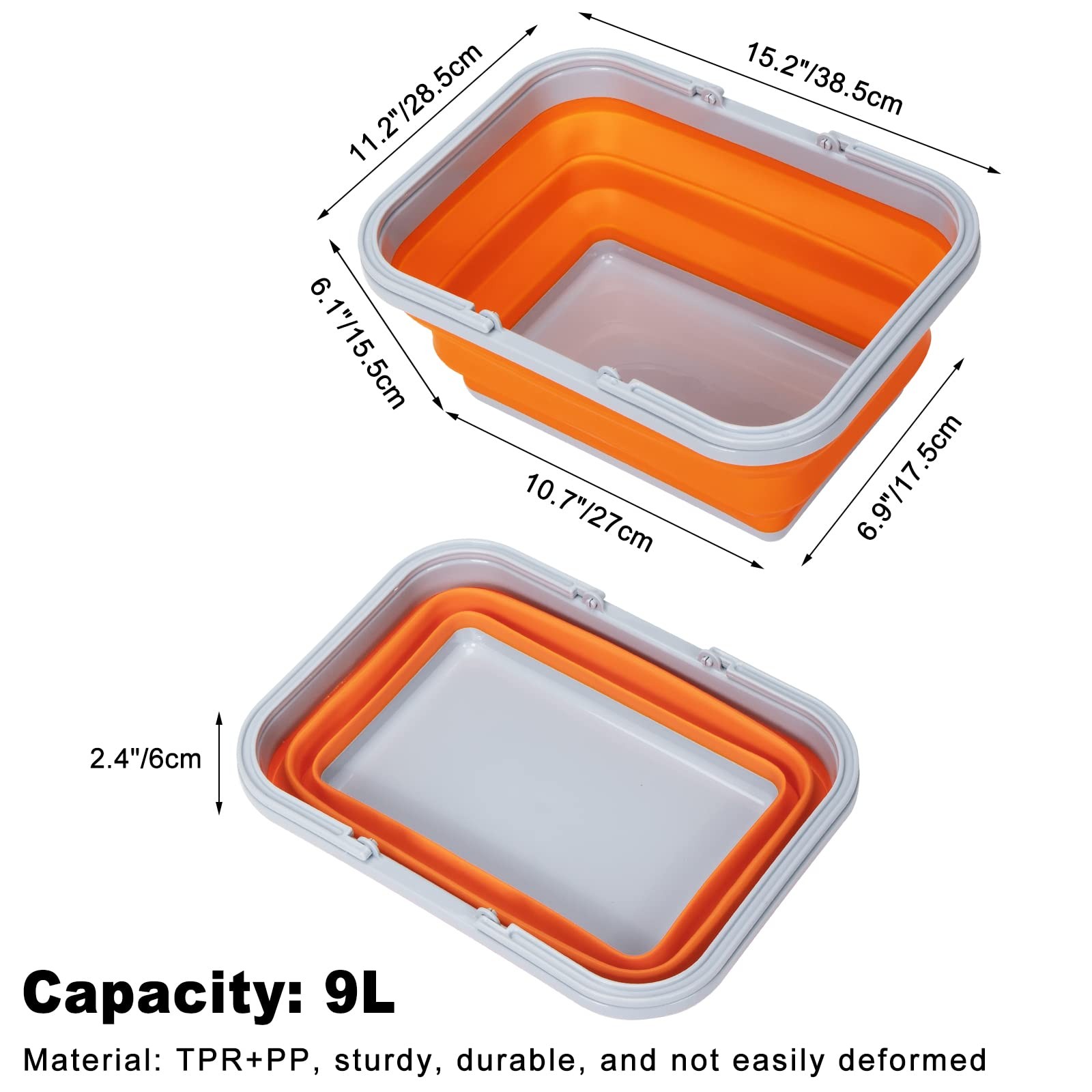 2 Pack Collapsible Sink with Handle Towel, 2.37 Gal / 9L Foldable Wash Basin …