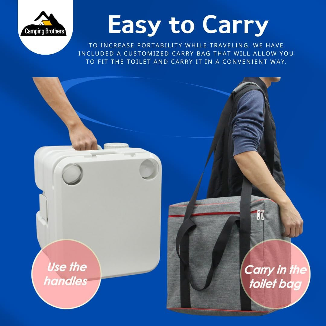 5.3 Gallon Portable Camping Toilet – 286 LBS Capacity, Carry Bag Included