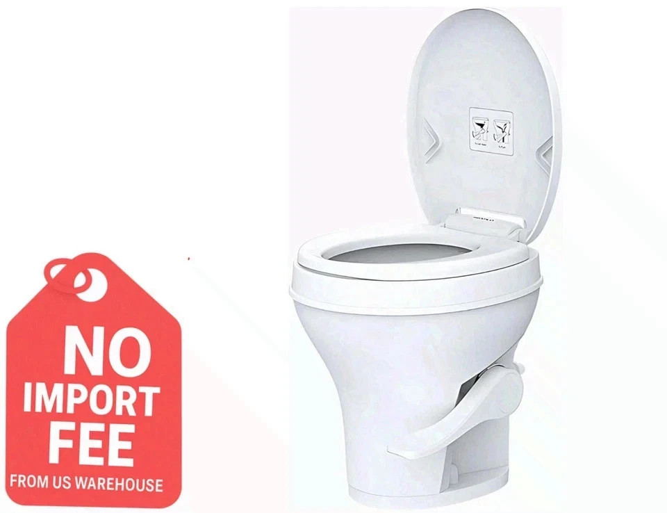 SEAFLO RV Toilet 18.5″ Standard Height Gravity Flush w/ Foot Pedal & Seat