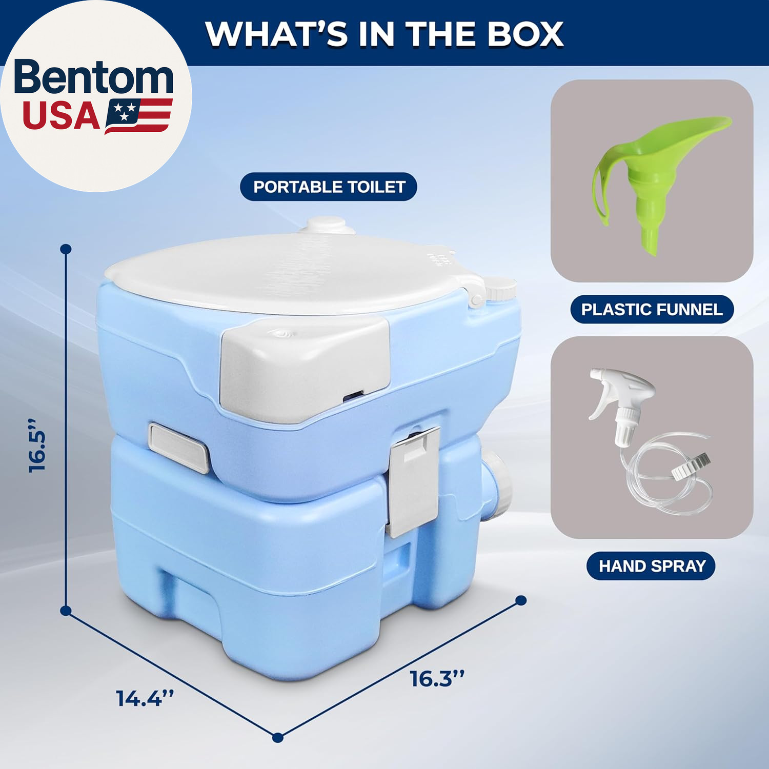 5.3 Gal Portable Camping Toilet for Adults, 100+ Flushes Porta Potty Camp Toilet