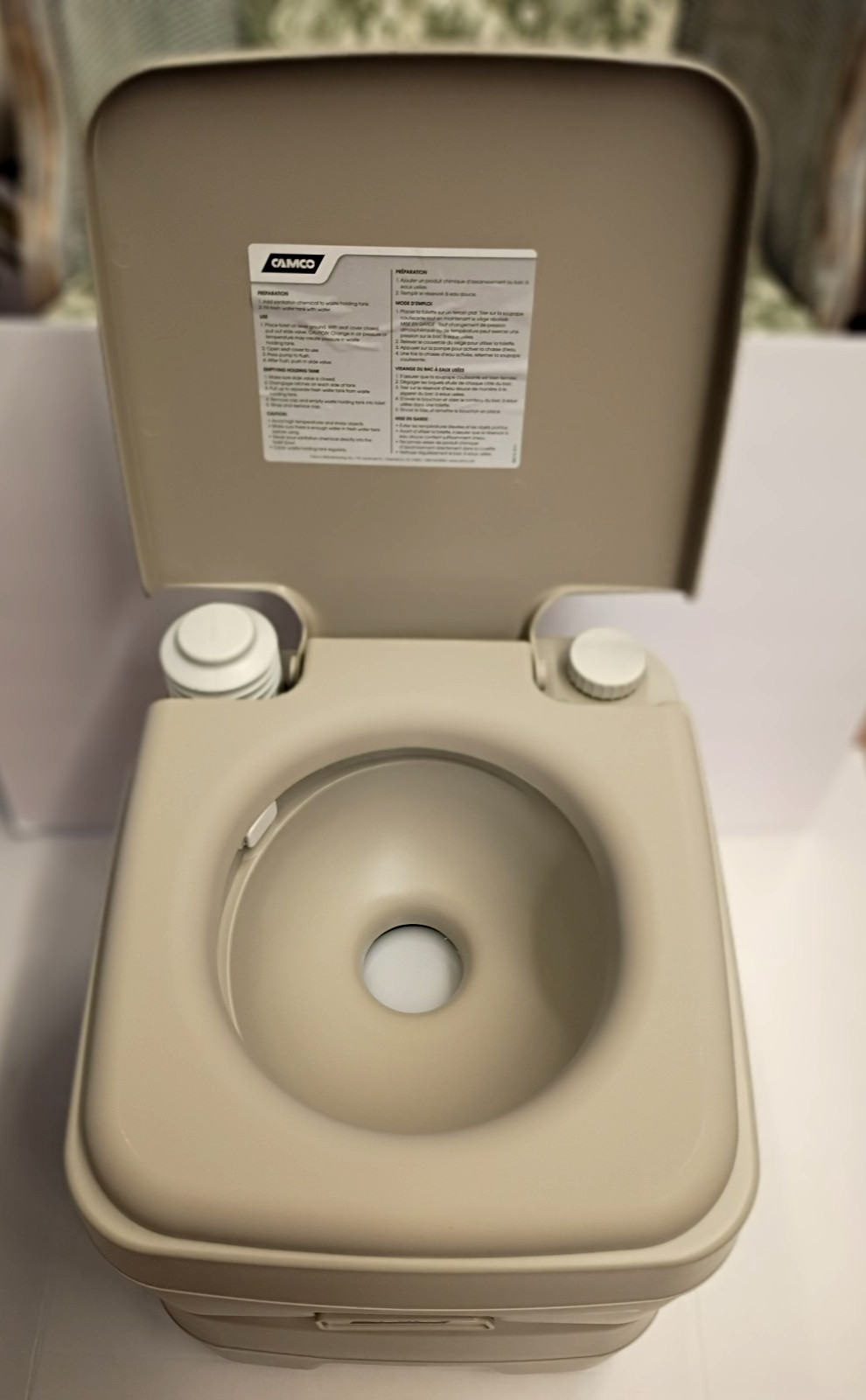 CAMCO Portable Toilet NEW 5.3 Gallon Potty Hand Flush Camping, RV, Hiking, Outdo